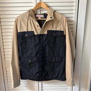 Retro Navy Color Block Jacket. Size M